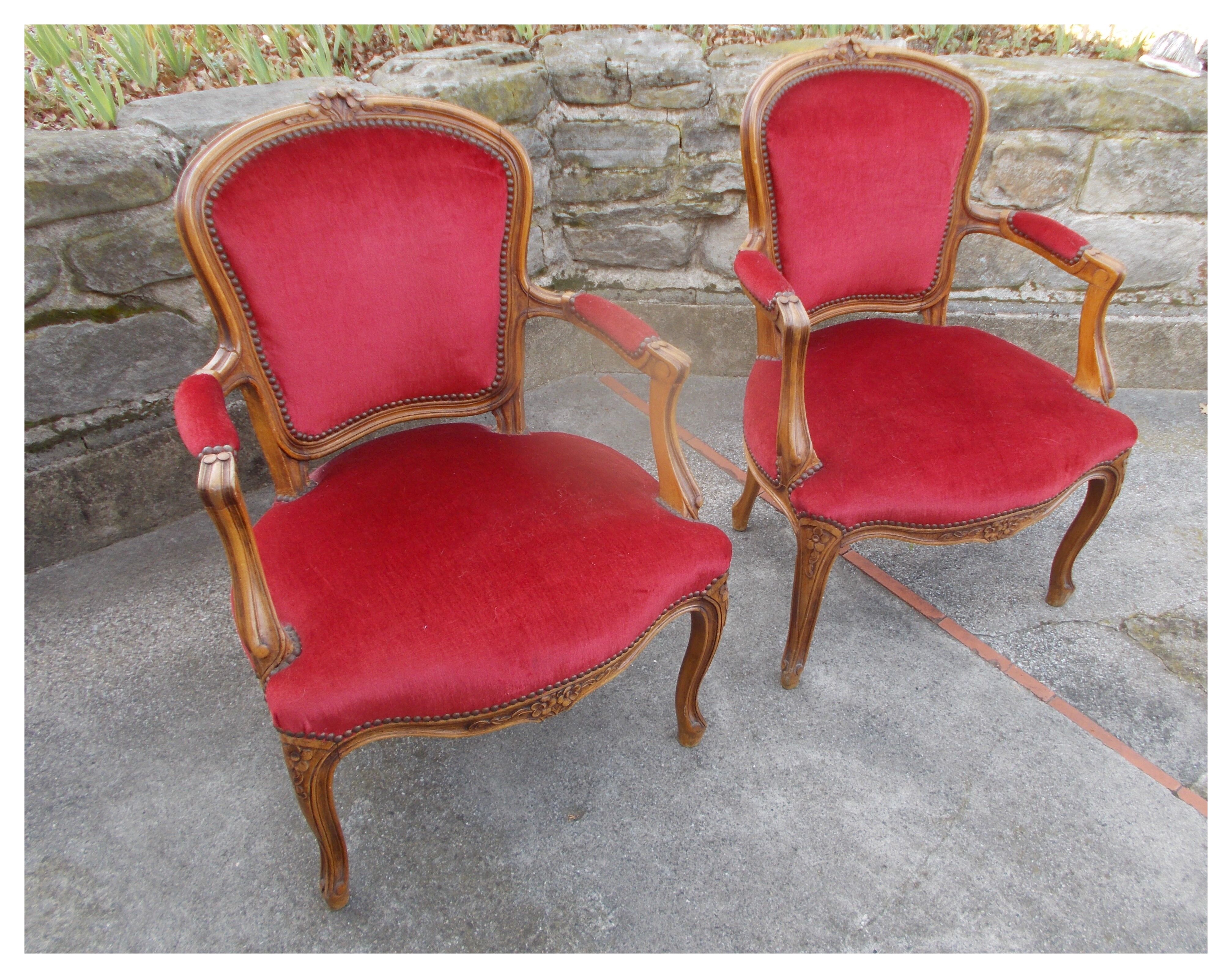 Pair of Louis XV style armchairs