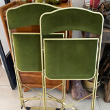 Pair of vintage green velvet folding chairs