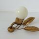 Wall lamp " flower " in golden metal and opaline ball 70s