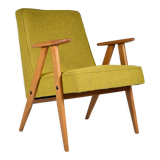 Fauteuil vintage polonais type 366 rénovation années 1960, moutarde