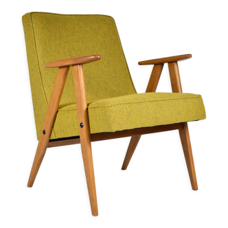 Polish vintage armchair 366 type, renovation, 1960s, mustard