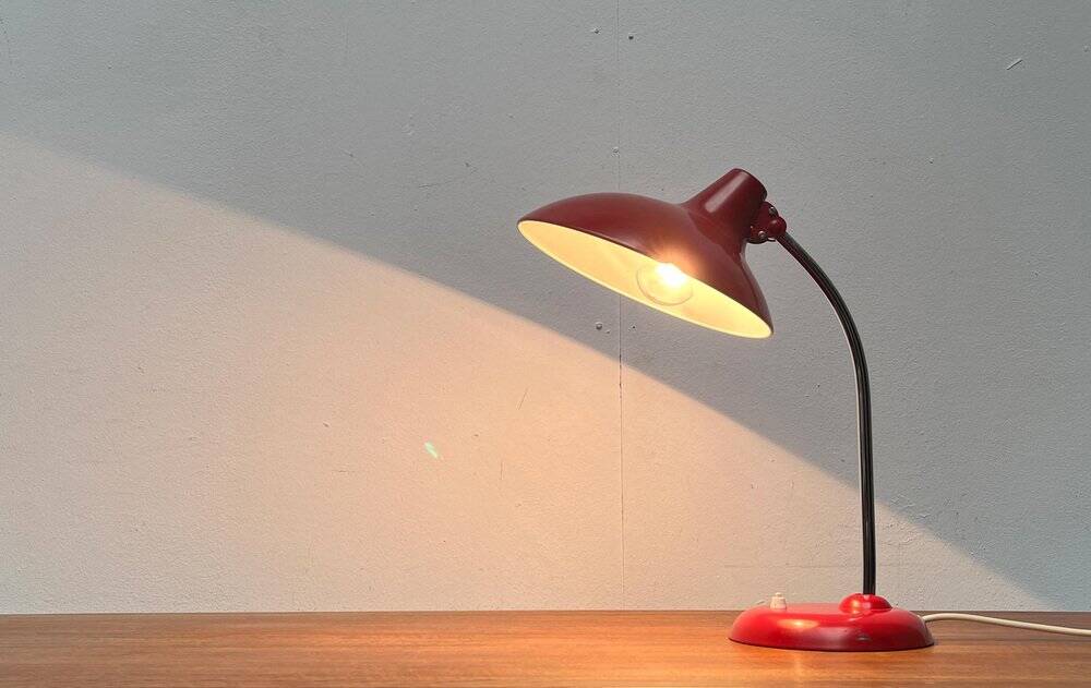 Red German table lamp mid-century 6786 by Christian Dell for Kaiser Idell, 1960s
