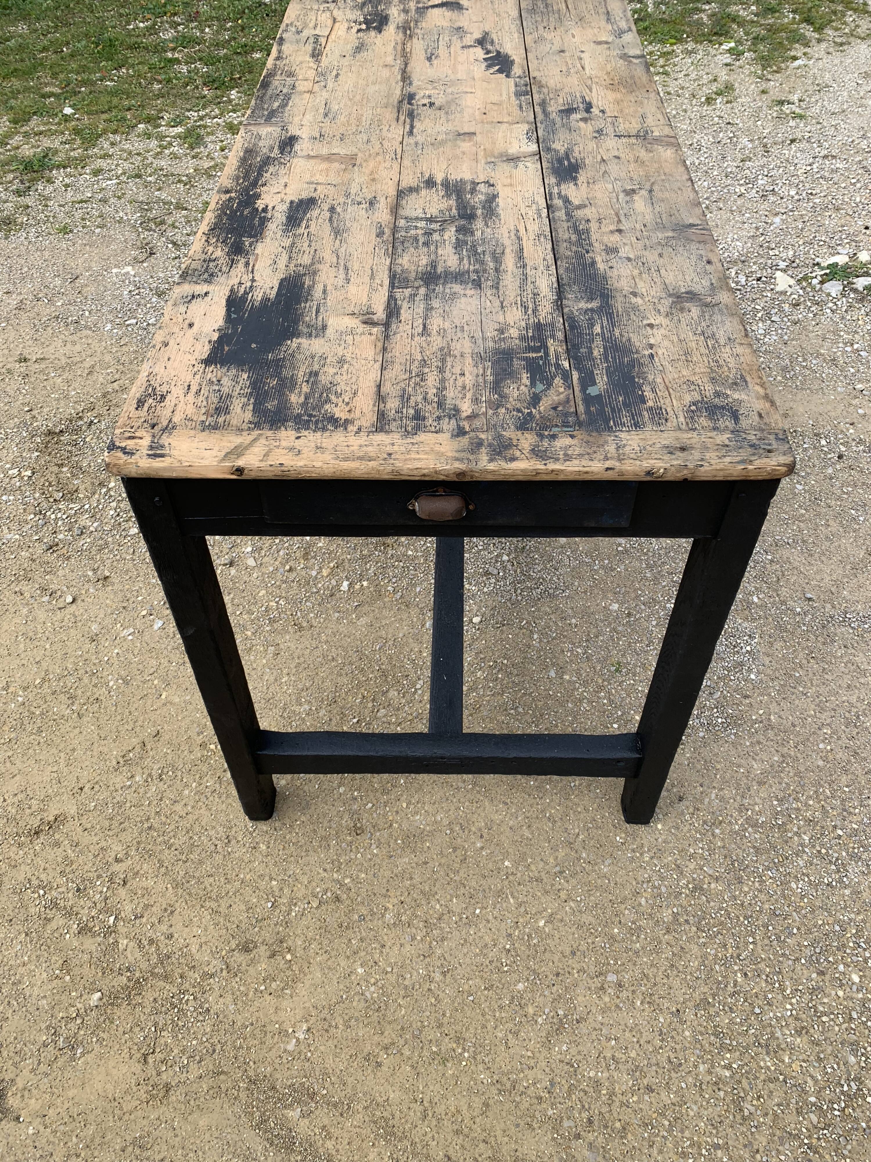 Old black wooden farmtable