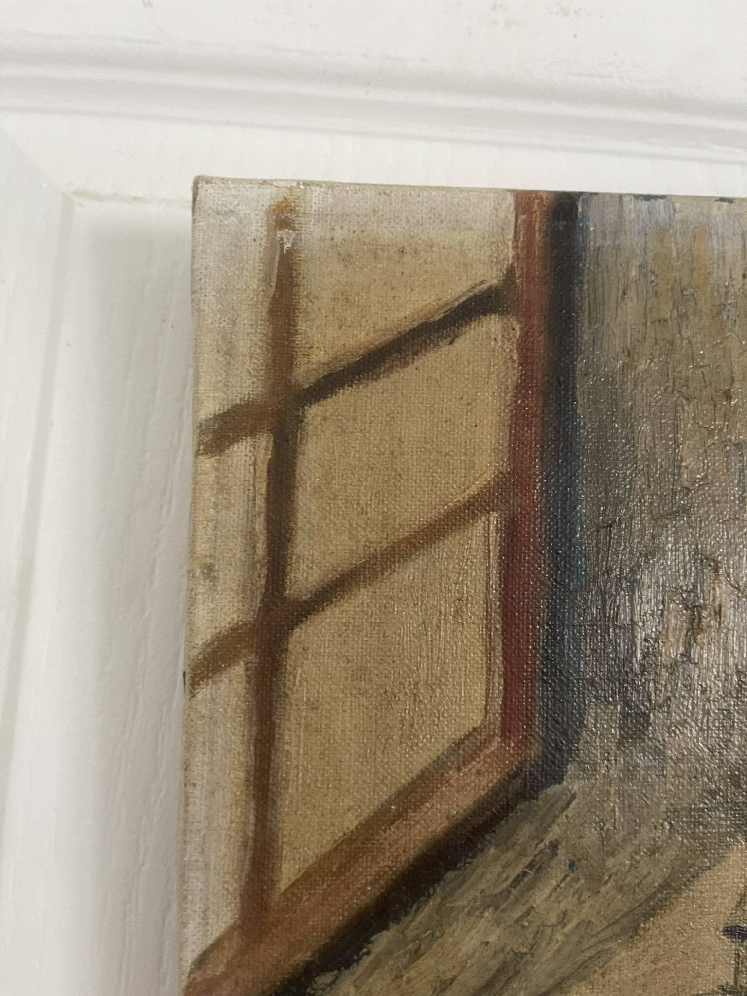 Old oil painting canvas still life kitchen fireplace faraoni