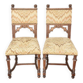 Pair of Dining Chairs, Pair of Carved Gothic Chairs, Renaissance Chairs set