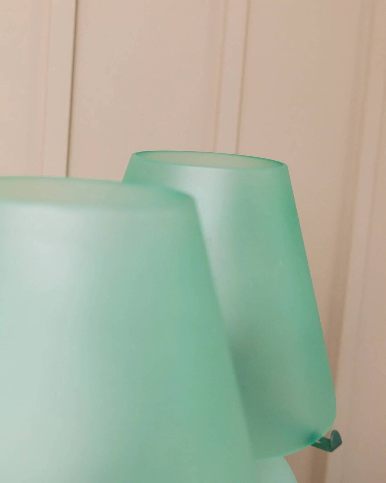 Mint Murano Glass Mushroom Table Lamp from Italy, 1980s Mid-Century with Metal Base