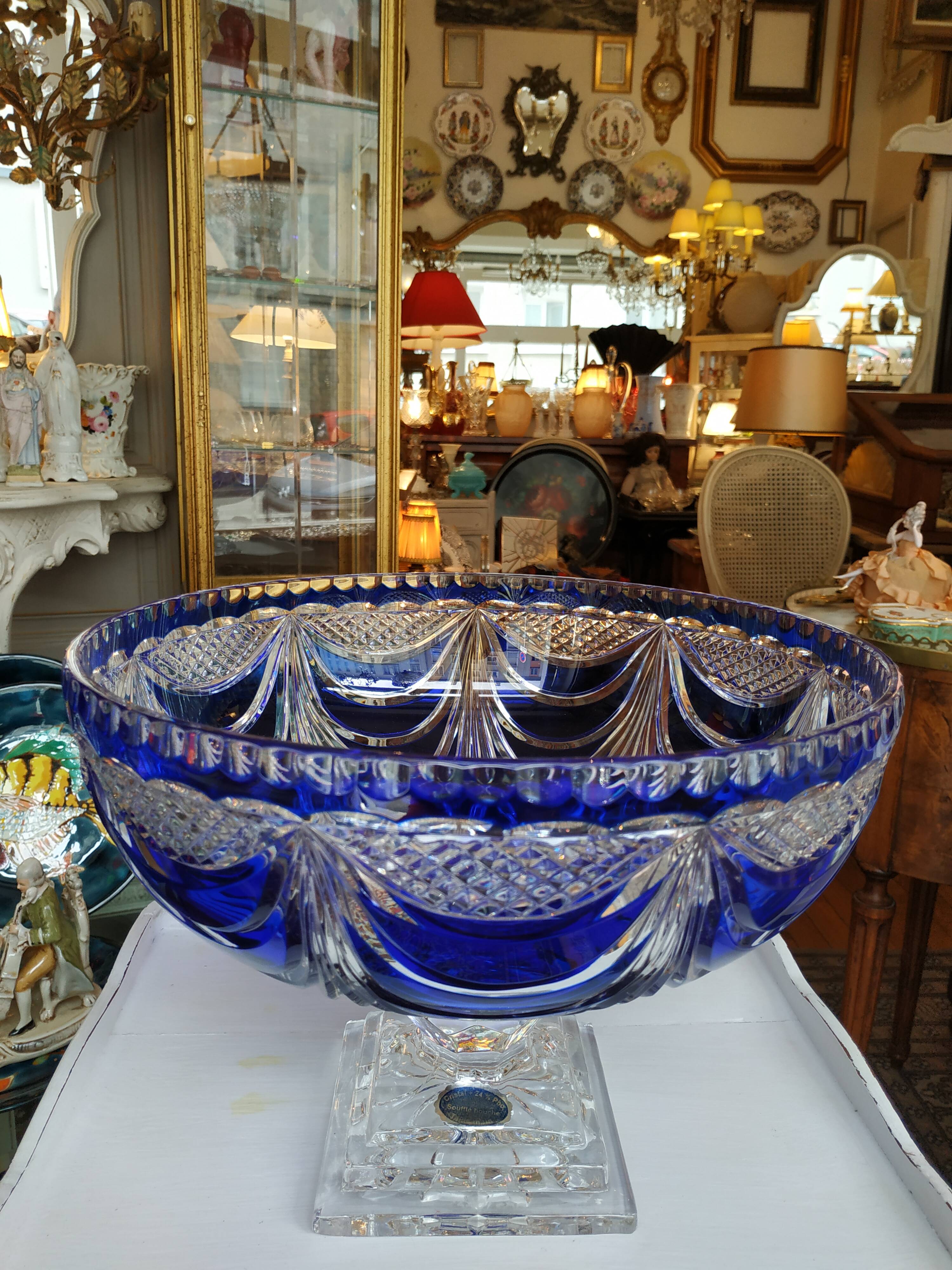 Blue Lorraine crystal cup