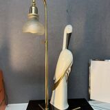 Beautiful Italian porcelain lamp from Florence, by Campostrini & Trallori, in the shape of a stork