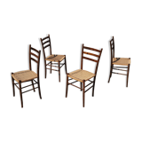 Set of 4 wooden chairs and rope