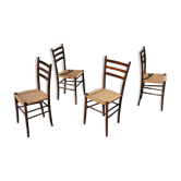 Lot de 4 chaises bois et corde