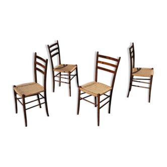 Set of 4 wooden chairs and rope
