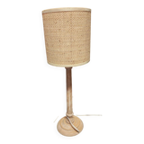 Lampe en bois et rotin