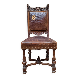 Carved leather chair