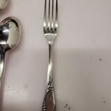 Old silver metal service with box