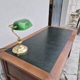 Louis XVI style minister's desk in solid walnut, 4 drawers, old manufacture