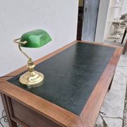 Louis XVI style minister's desk in solid walnut, 4 drawers, old manufacture