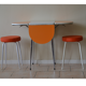 Entire table folding and stools orange and white formica 60s