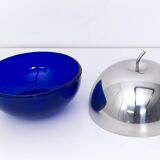 Blue Glass and Metal Ice Bucket, Italy