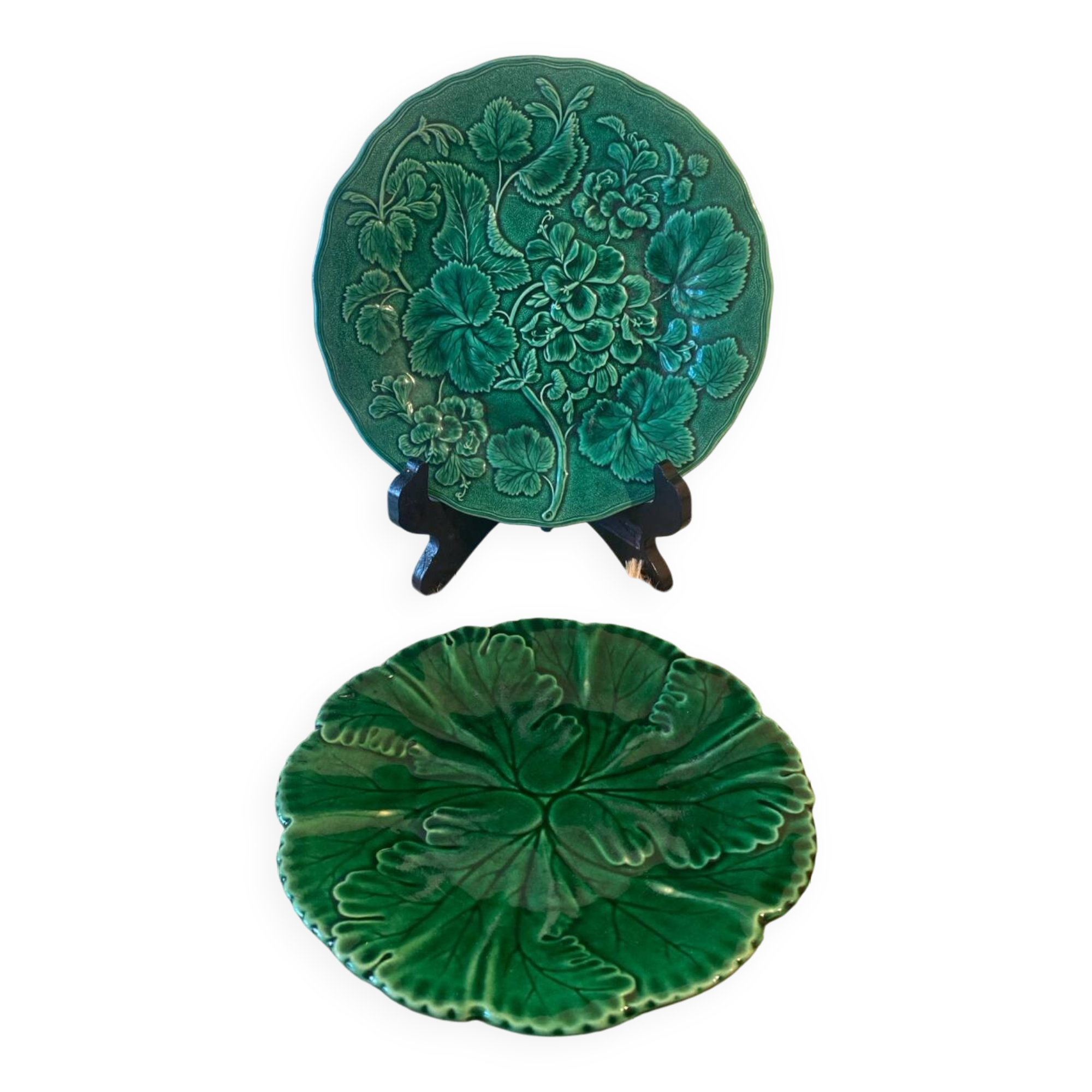 Two old majolica plates