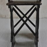 Pair of trundle tables made of black wood - tray with decoration of dragons
