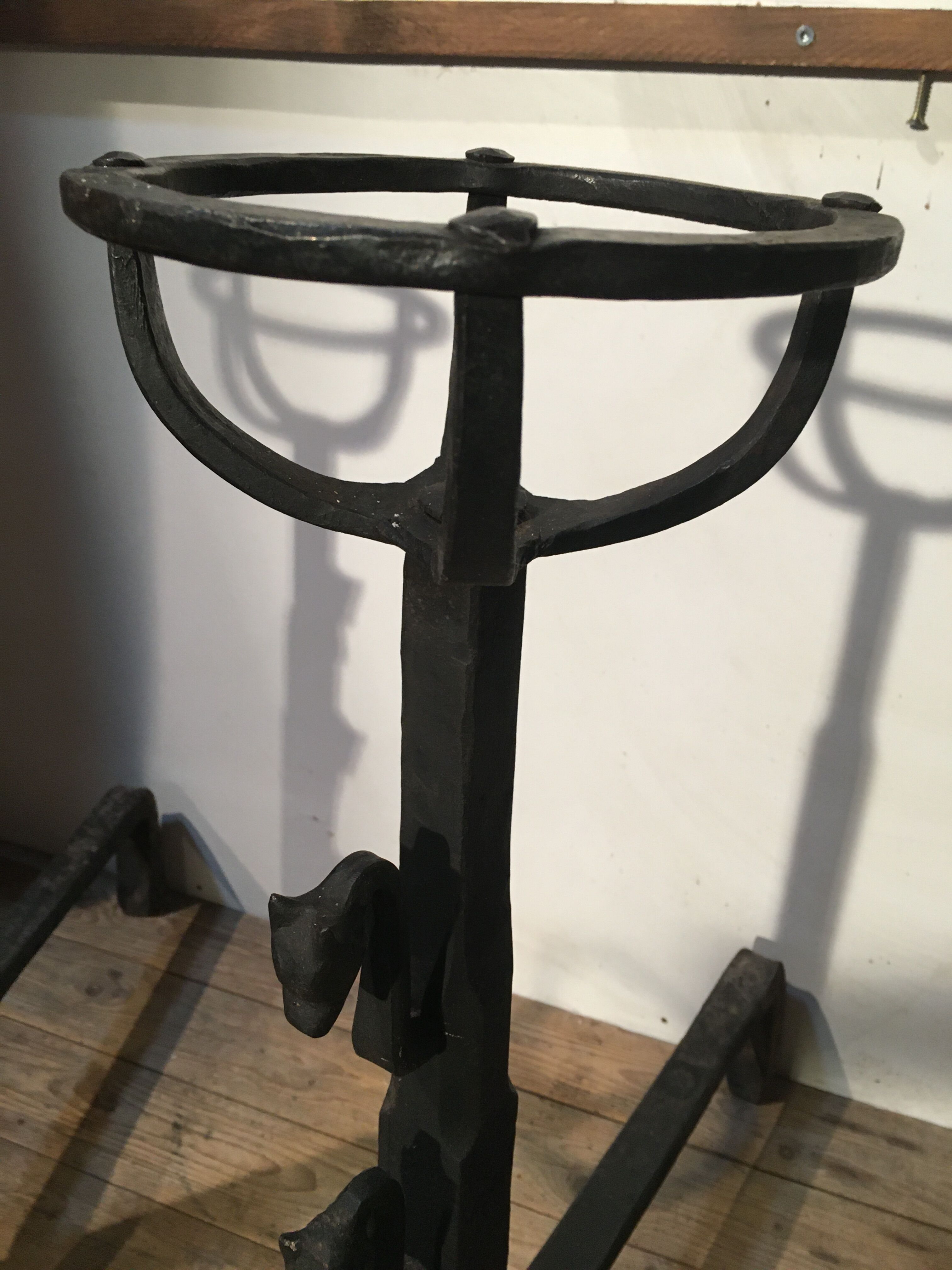 Pair of wrought iron fire tongs