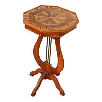 Marquetry pedestal table
