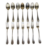 7 vintage silver plated forks and 7 spoons