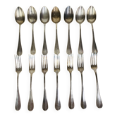 7 fourchettes et 7 cuillères métal argenté vintage