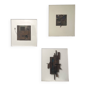 Set of 3 kinetic metal works 1980