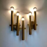 Paire d'appliques en laiton par Gaetano Sciolari pour Maison Boulanger, années 70