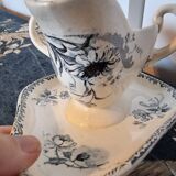 Old ceramic gravy boat earthenware hb&cie choisy le roi pornic 19th century model