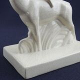 Onnaing, paire de serre-livres antilopes en craquelé Art Déco