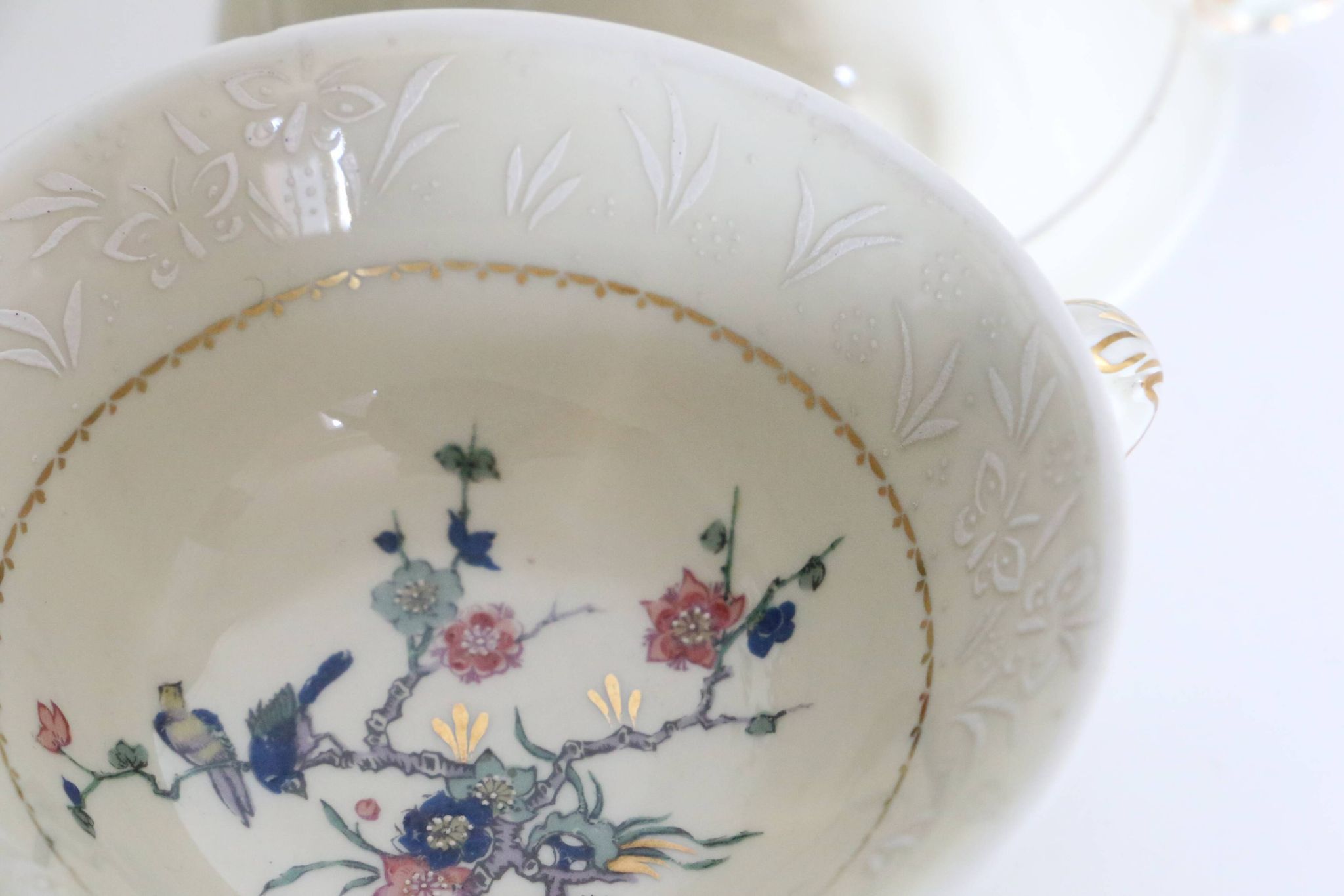 Set of 4 tea cups, porcelain Old Royal Factory of Limoges, Vintage