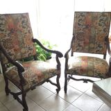 Paire de fauteuils Louis XIV tissu Pierre Frey