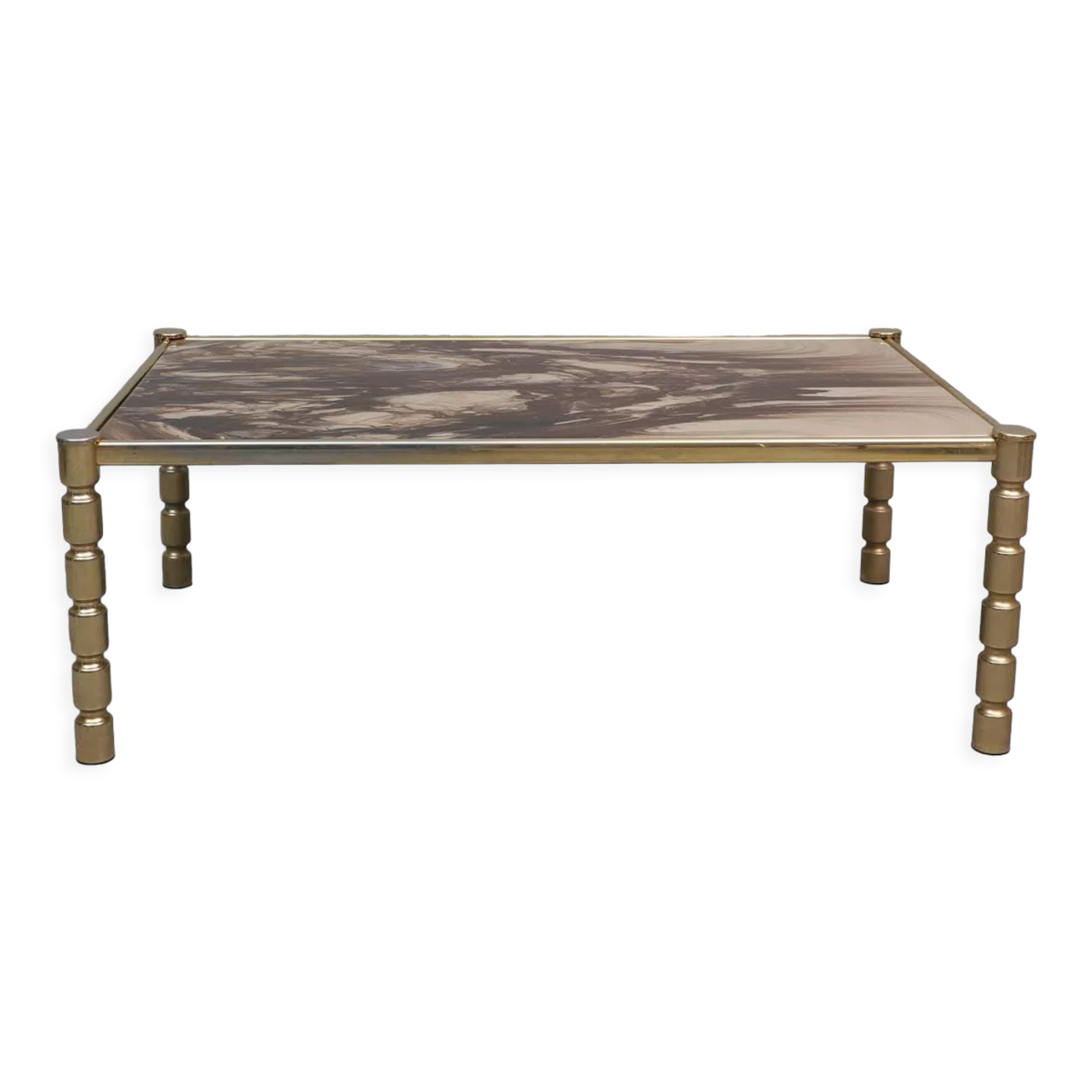 Brass and marble coffee table
