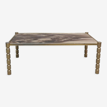 Brass and marble coffee table