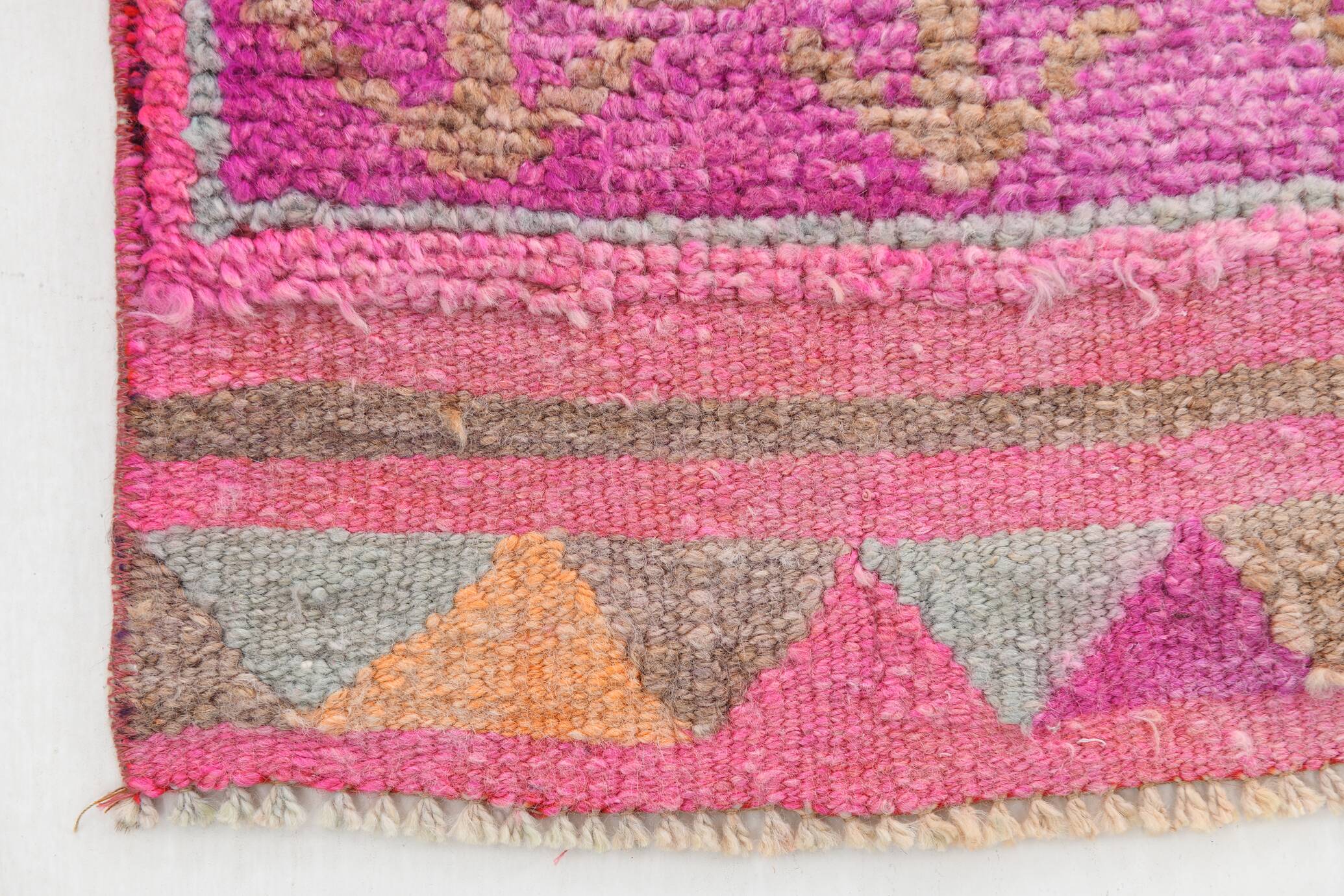 3x12 Fuchisa Pink Turkish Runner,Handmade Wool Vintage Runner Rug,90x359 Cm