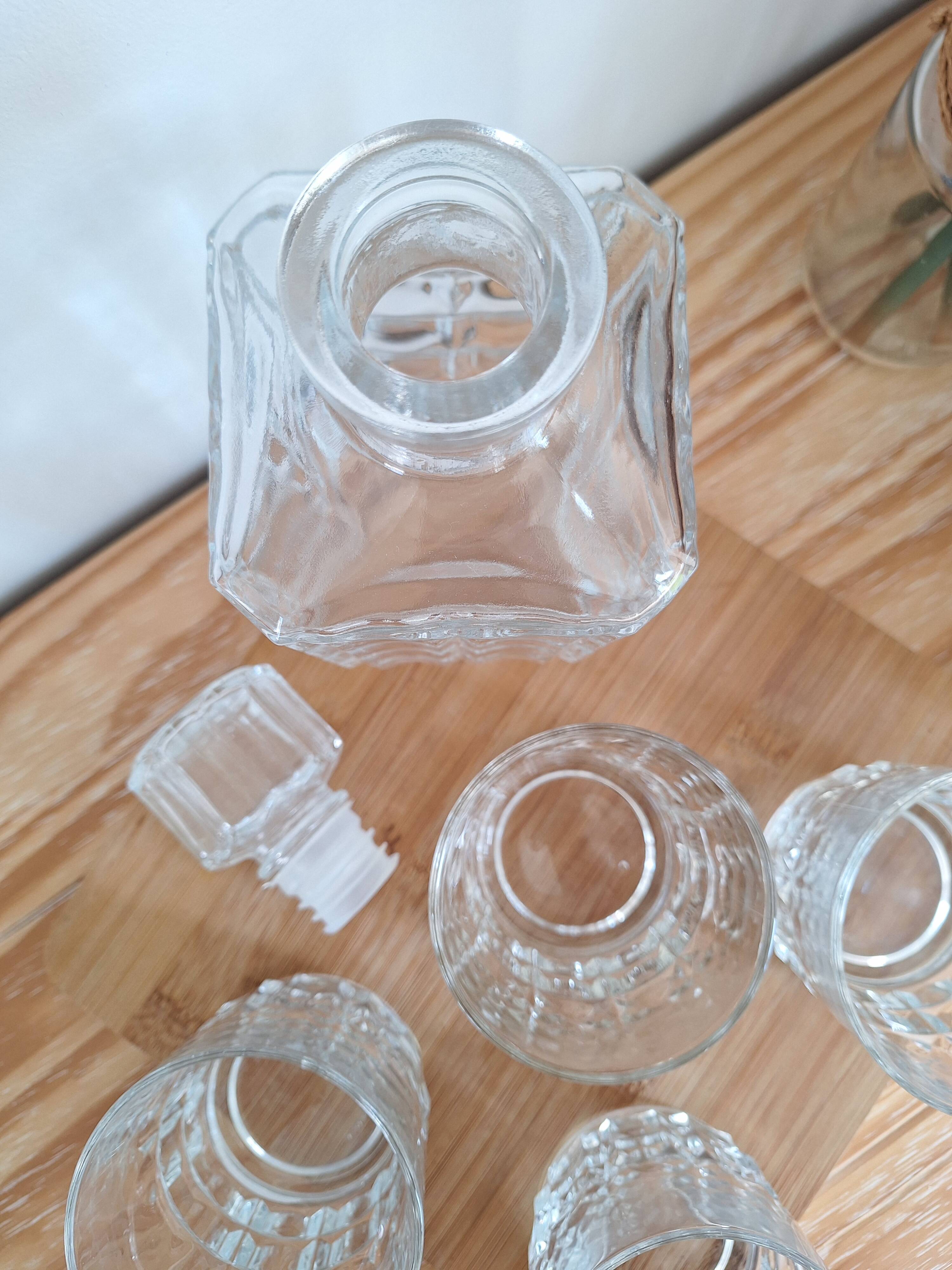 Vintage whiskey decanter and glasses