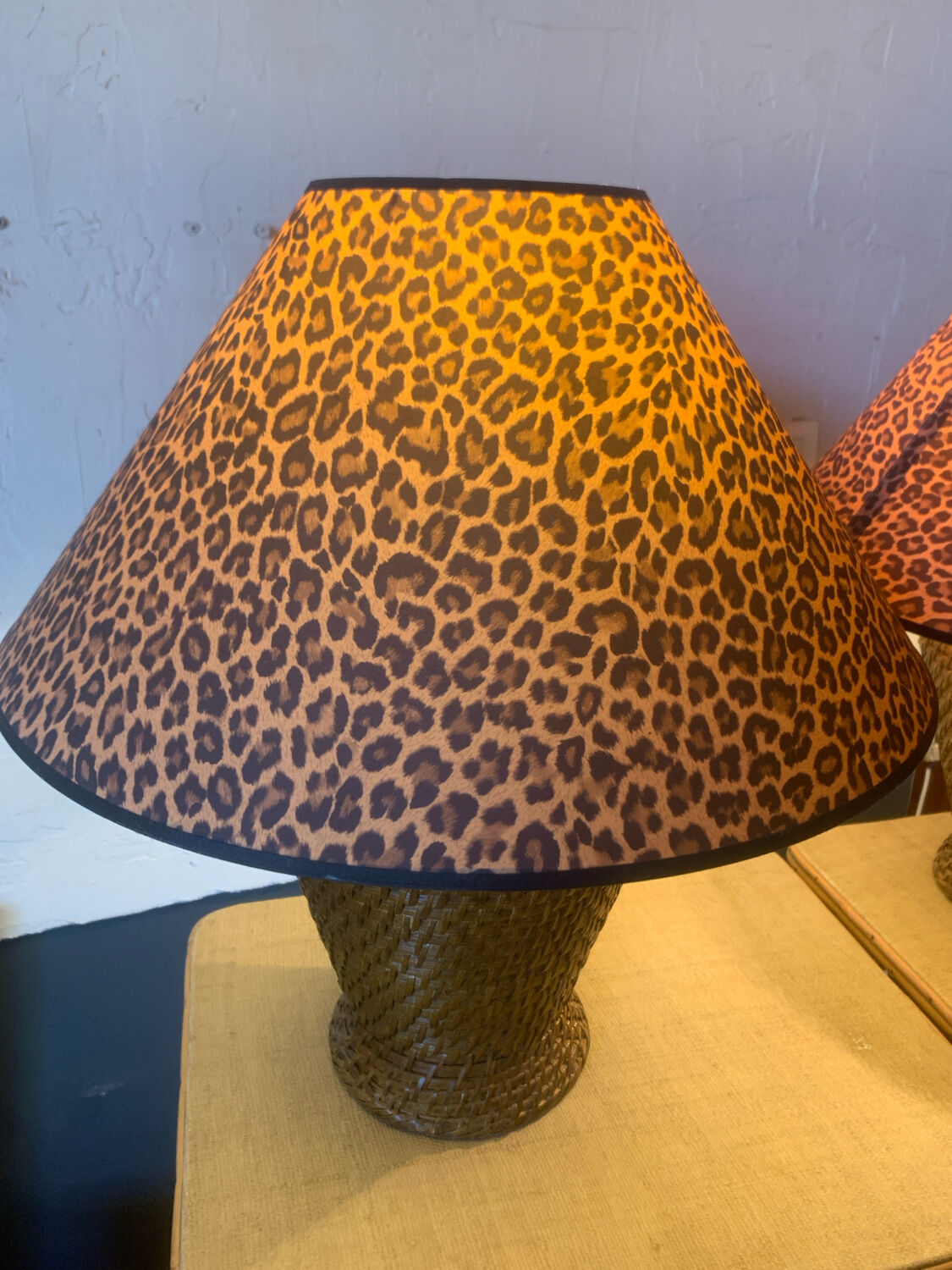 Paire de lampes osier