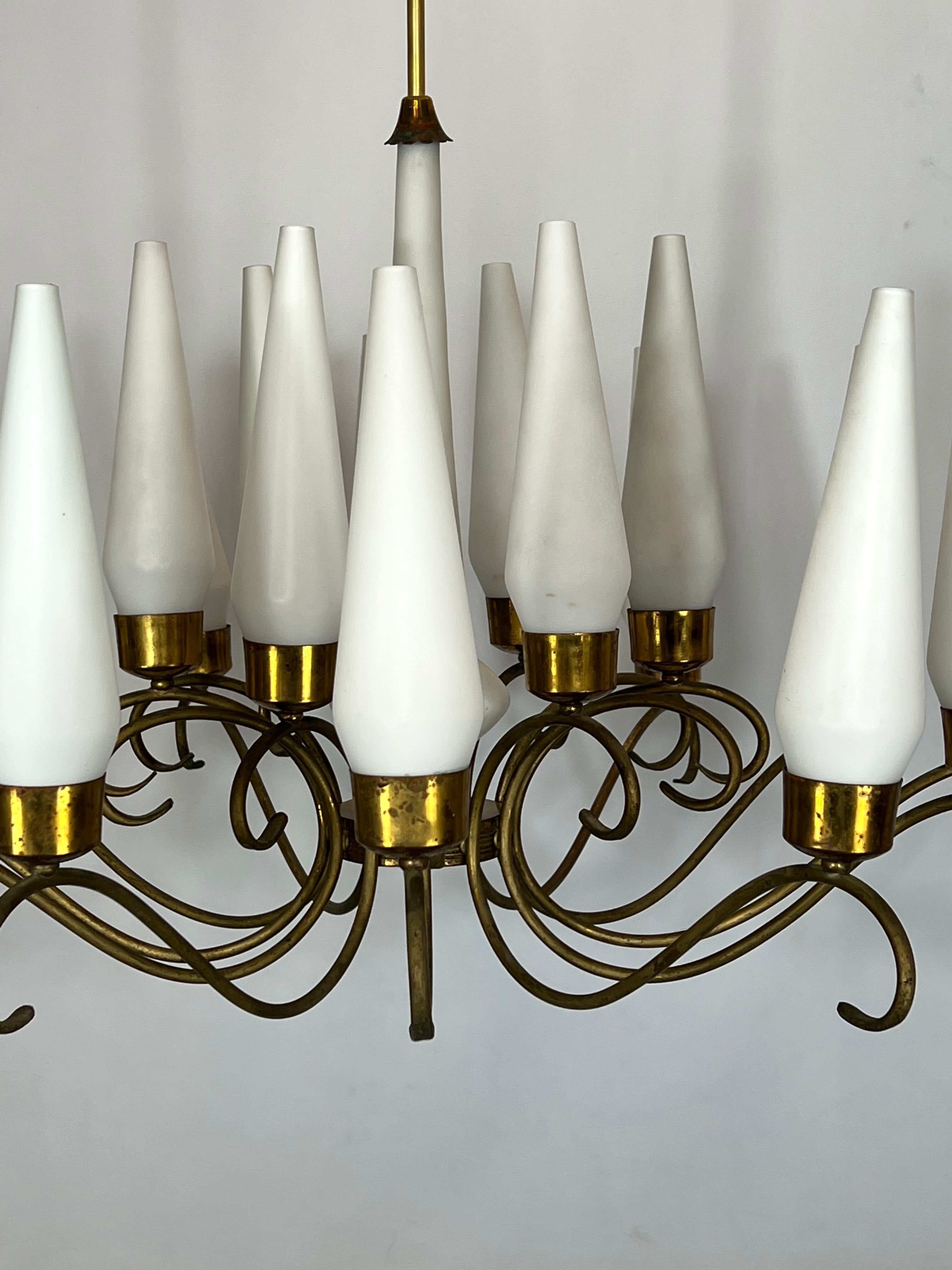 Arredoluce Monza 18 lights chandelier from 50s