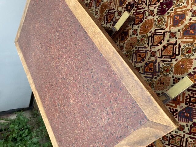 Wooden and brass bistro table