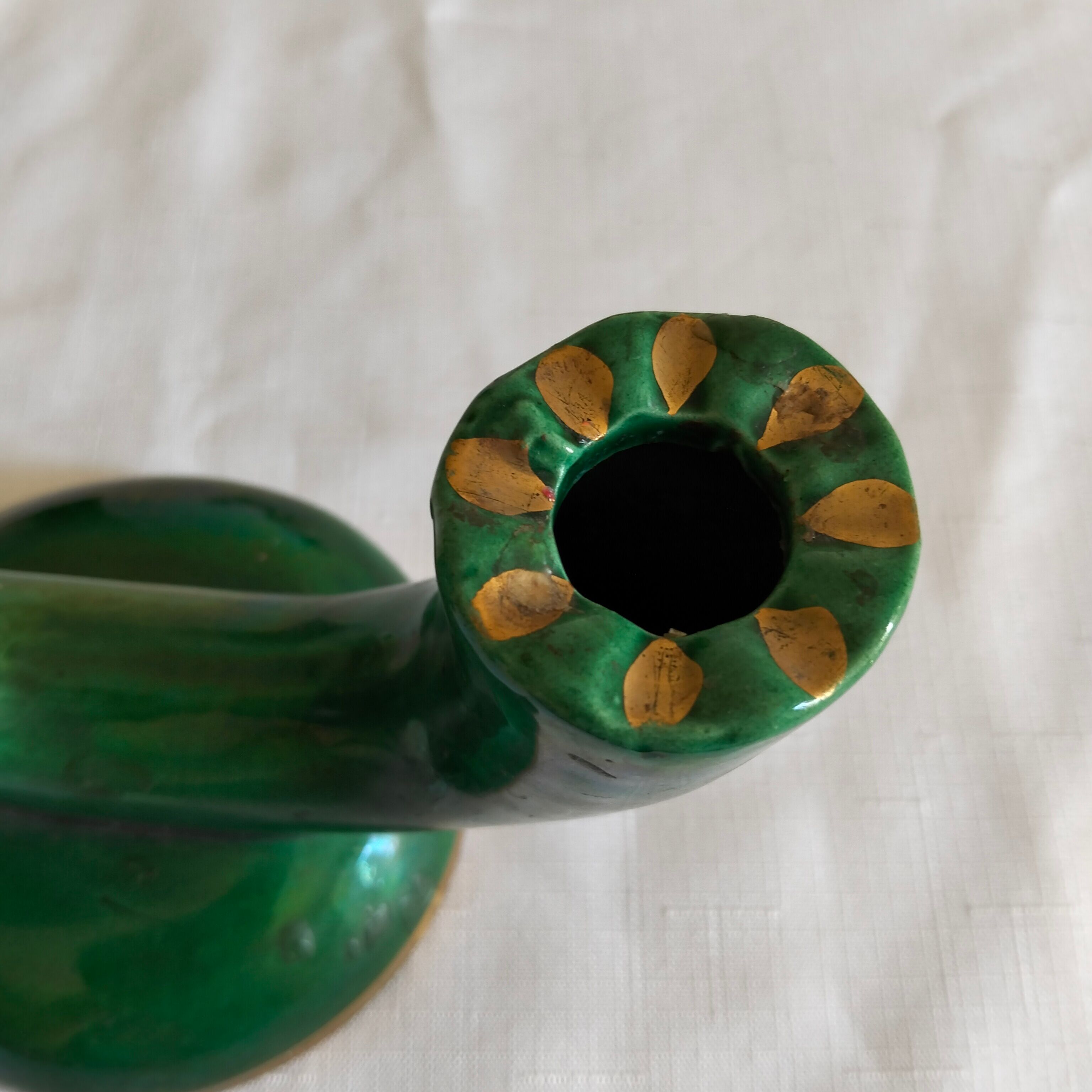 Pair of vintage green Art Deco candlesticks