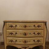Chest of drawers painted flowers eggshell Italy XX