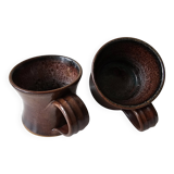 Set of 2 ceramic stoneware mugs cups Signed Alesia