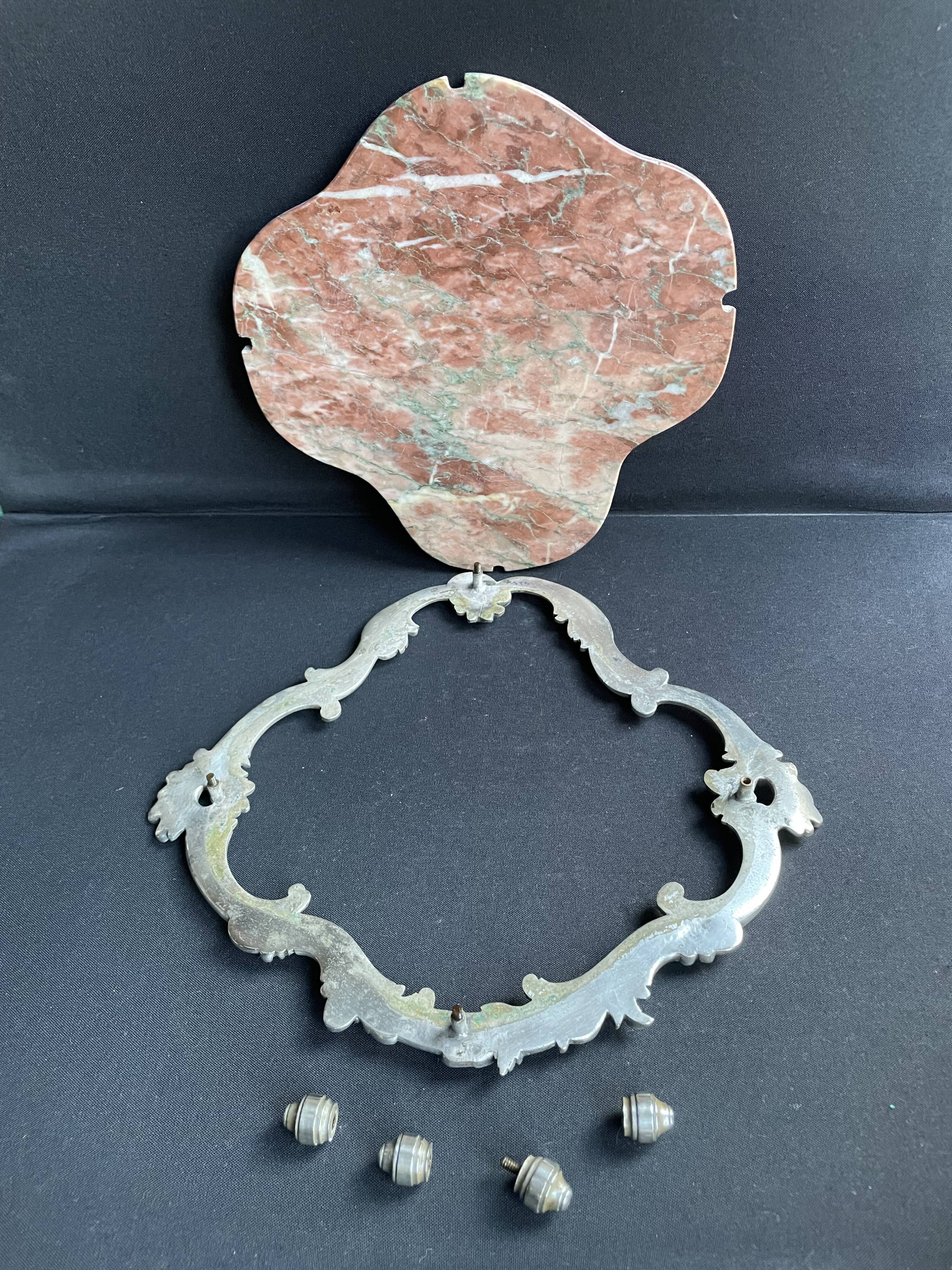 Base or support in marble and bronze silvered Louis XV-Rocaille style