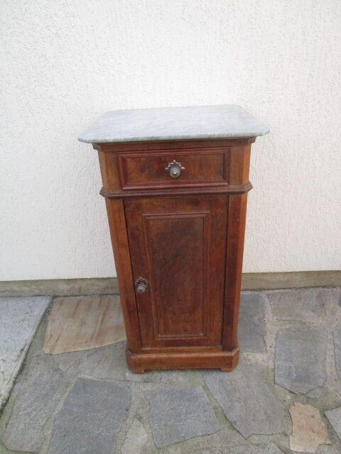 Old bedside table, marble top