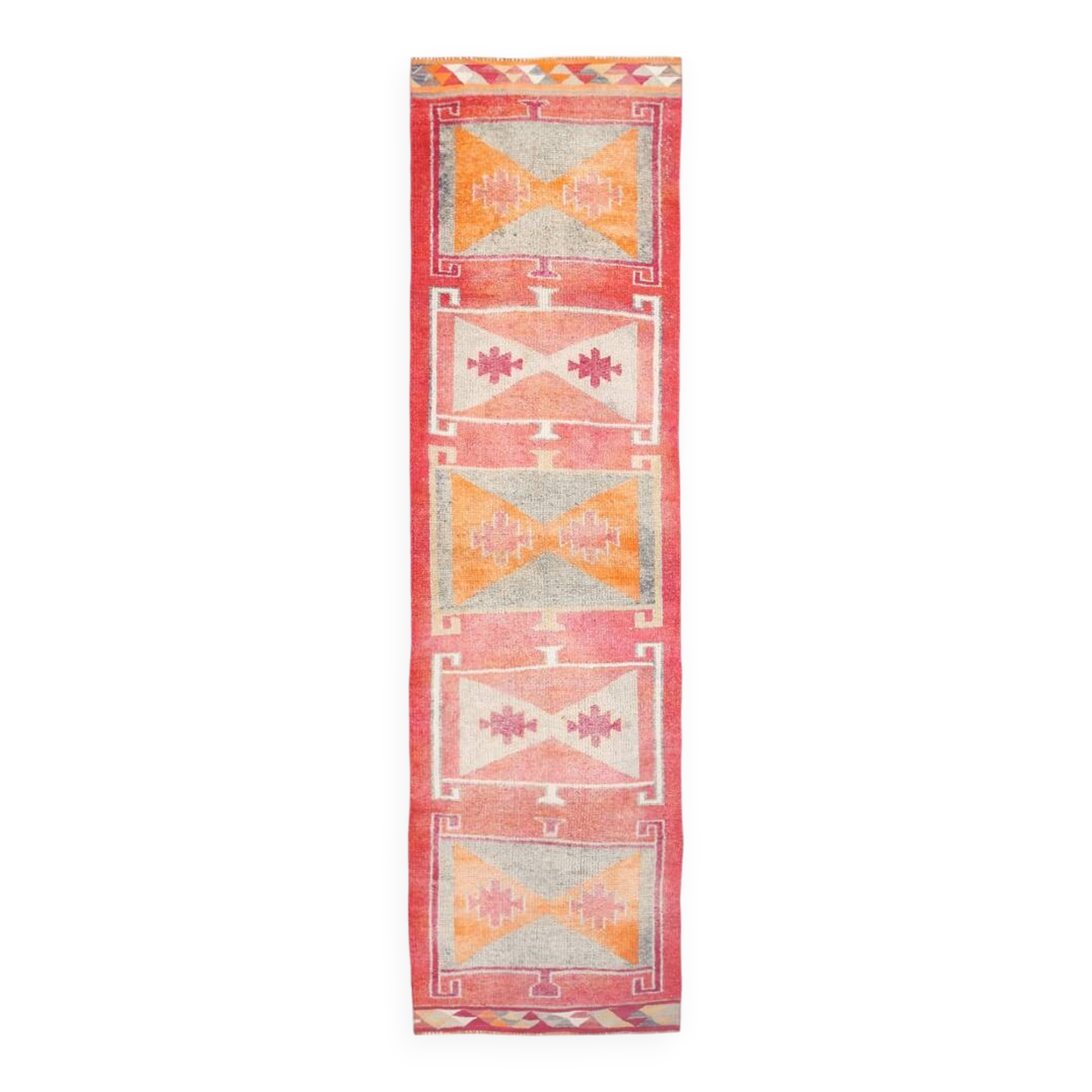 Runner Kilim Anatolien Vintage – Motifs Géométriques, Tissé Main, 96x352 Cm