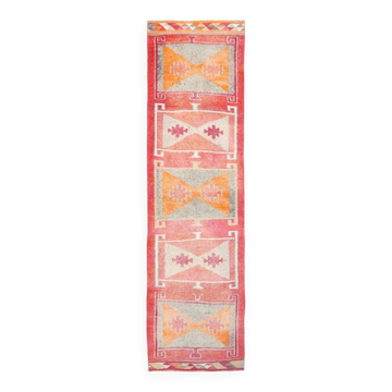 Runner Kilim Anatolien Vintage – Motifs Géométriques, Tissé Main, 96x352 Cm