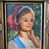 Portrait de jeune fille signé