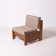Pair of brutalist armchairs, Czechoslovakia, 1970s, made of pine wood and wool.